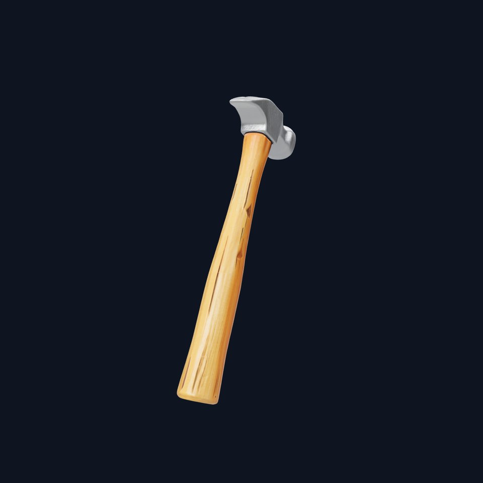 Claw Hammer with Wooden Handle and Metallic Head model pack